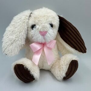 Dan Dee Collec. Chocolate Scent Bunny Plush Cream/Brown Corduroy 6" Easter Bow